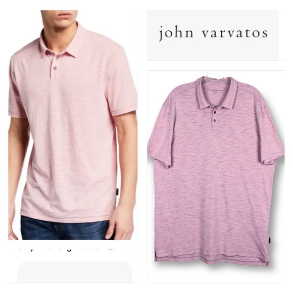 John Varvatos USA Gregory Heathered Slub Pink Polo Shirt  Size XL - Picture 1 of 10